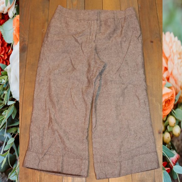 Ann Taylor Brown Tweed Wide Leg Lined Capri – Size 8 - Picture 1 of 3